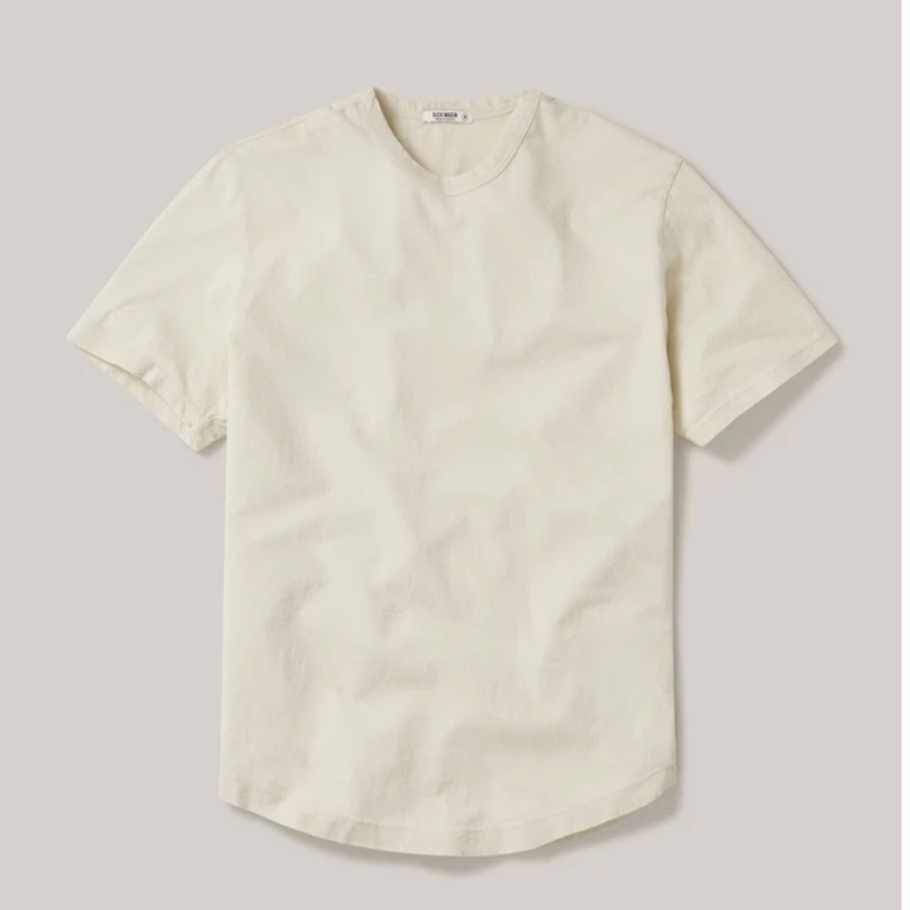 BUCK MASON MENS BONE/TAN CURVED HEM TSHIRT SZ:L